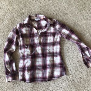 Orvis half button plaid top